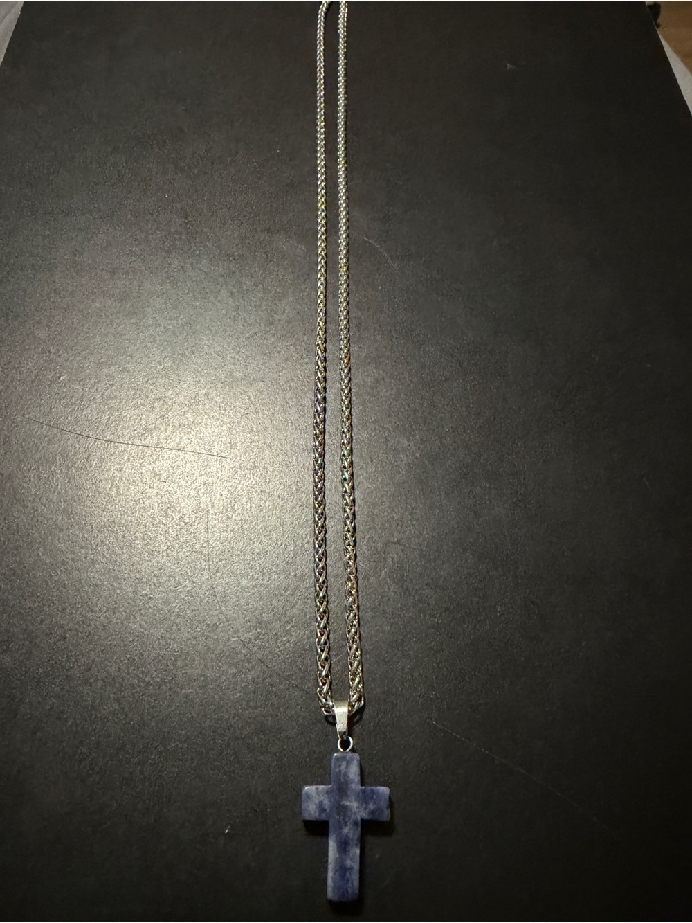 Sodalite Blue Cross Pendant Necklace - Unbranded